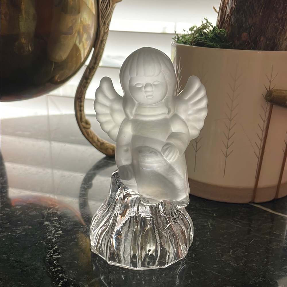Frosted Glass Angel Figurine Bell
